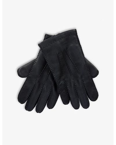 Dents 3 Points Leather And Cashmere Touchscreen Gloves - Black