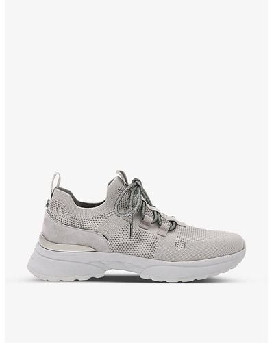 Carvela Kurt Geiger Adorn Contrast-panel Knitted Low-top Sneakers - Gray