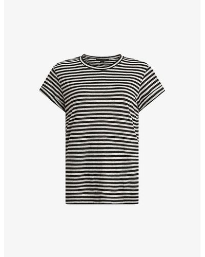 AllSaints Anna Striped Regular-fit Cotton-blend T-shirt - Black