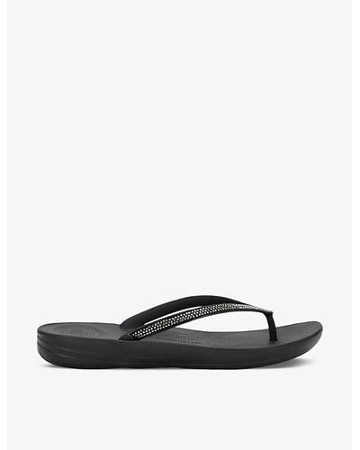 Fitflop Iqushion Deluxe Ergonomic Leather Slides - Black