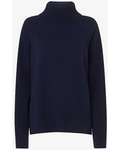 Whistles Turtleneck Relaxed-fit Cashmere Jumper - Blue