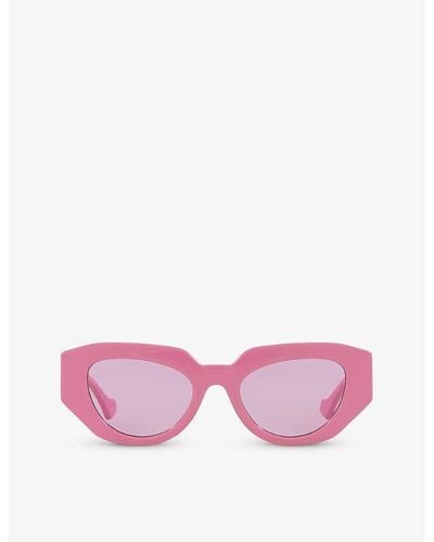 Gucci Gc002107 Rectangle-frame Acetate Sunglasses - Pink