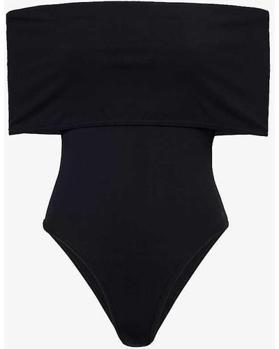 Bottega Veneta Off-shoulder Fitted Stretch-woven Bodysuit - Black