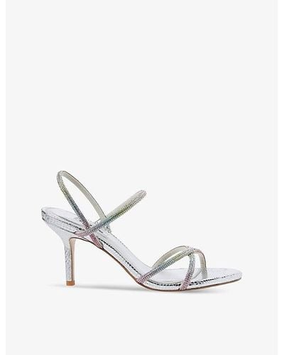 Dune Miraculous Embellished Metallic Faux-leather Sandals - White