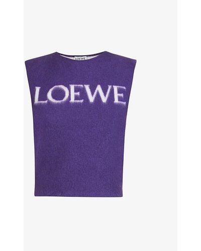 Loewe Logo-print Wool-blend Tank Top - Purple