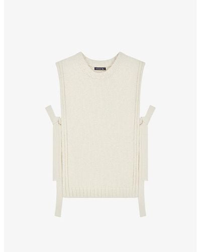Soeur Uzel Side-ties Round-neck Wool-blend Sweater Vest - White