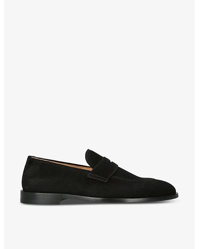 Brunello Cucinelli Classic Paneled Suede Penny Loafers - Black