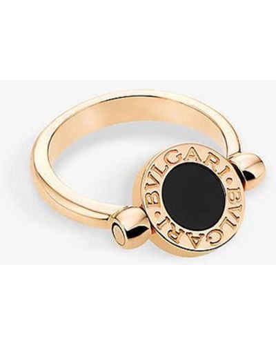 BVLGARI 18ct Rose-gold, Onyx And Mother-of-pearl Ring - White