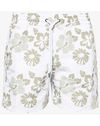 Frescobol Carioca Petala Graphic-print Recycled-polyester Swim Shorts - White