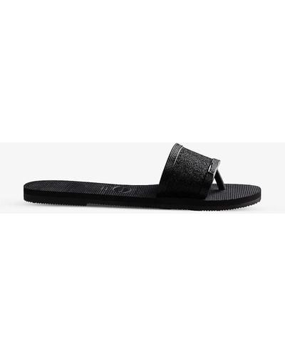 Havaianas You Angra Glitter Rubber Sandals - Black
