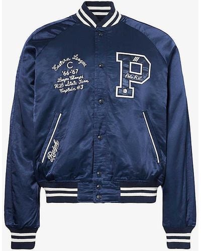 Polo Ralph Lauren Brand-embroidered Regular-fit Satin Jacket X - Blue