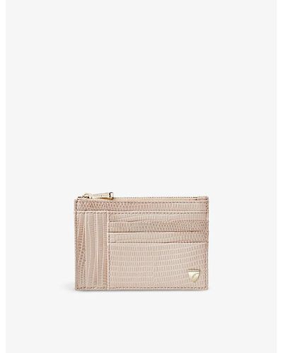 Aspinal of London Logo-embossed Zipped Leather Card Holder - Natural