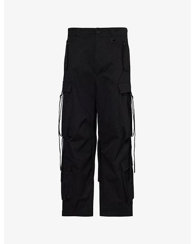 Givenchy Flap-pocket Drawstring Regular-fit Wide-leg Cotton Pants - Black