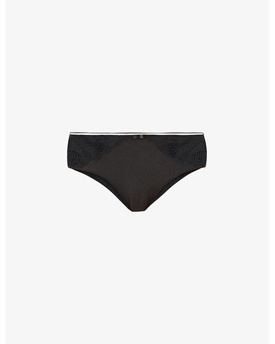 Simone Perele Bloom Embroidered Mid-rise Stretch-mesh Brief - Black