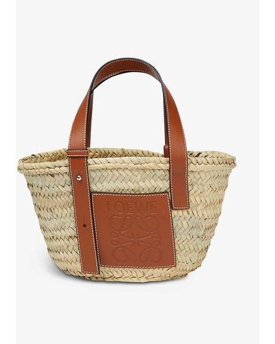 Loewe Woven Raffia Small Basket Bag - Multicolour