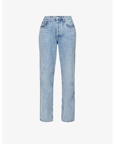 Agolde Lana Straight-leg Mid-rise Organic-cotton Denim Jeans - Blue