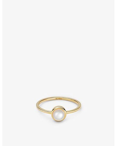 Astley Clarke Celestial 18ct Yellow Gold-plated Vermeil Sterling-silver And Pearl Ring - Metallic