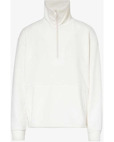 Beyond Yoga Trek Zip-embellished Cotton-blend Sweatshirt - White