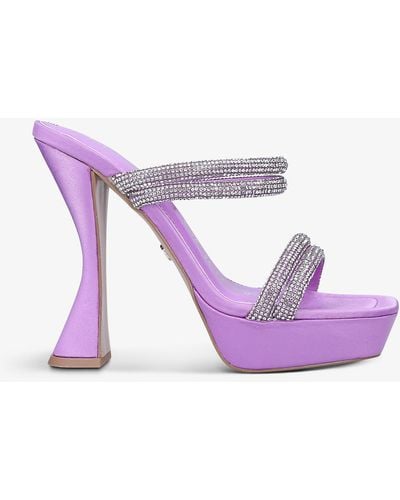 KG by Kurt Geiger Flare Curved-heel Jewell-strap Vegan Woven Heels - Purple