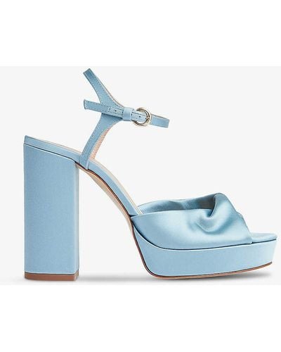 LK Bennett Rosa Crossover-front Satin Platform Sandals - Blue