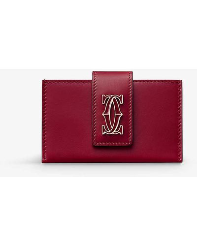 Cartier C De Leather Card Holder - Red