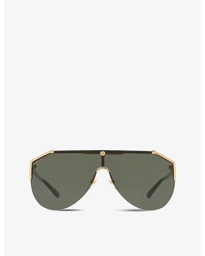 Gucci GG0584S Gold-tone Metal Aviator Sunglasses - Green