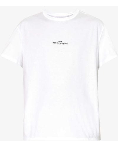 Maison Margiela Brand-embroidered Regular-fit Cotton-jersey T-shirt - White