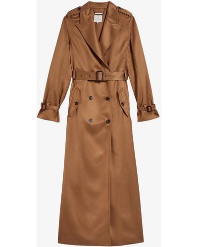 Ted Baker Fabri Belted Double-breasted Woven Maxi Trench Coat - Brown