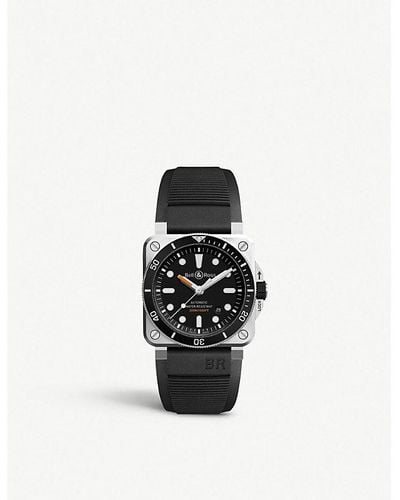 Bell & Ross Br0392 Diver Satin-polished Steel And Rubber Automatic Watch - Black
