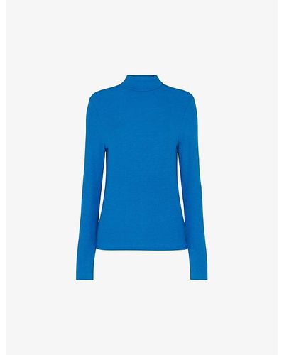 Whistles Essential Ribbed Jersey Top - Blue