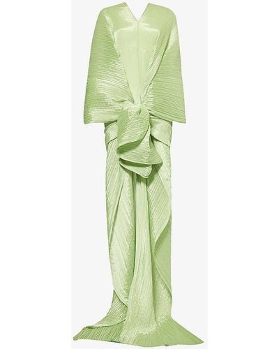 Pleats Please Issey Miyake Basic Pleated Knitted Scarf - Green