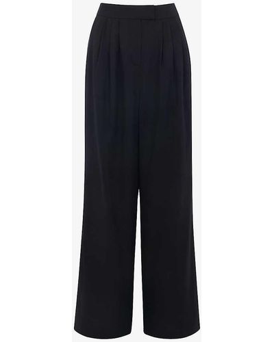 Whistles Fran High-rise Wide-leg Recycled Polyester-blend Trousers - Blue