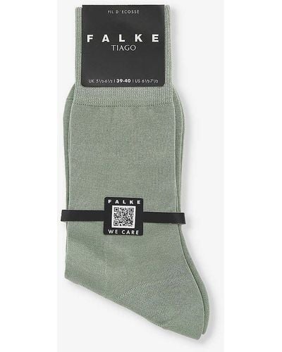 FALKE Tiago Logo-print Ankle-rise Stretch-organic-cotton Blend Socks - Green