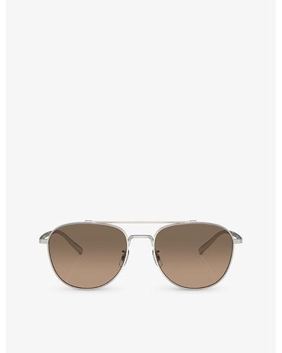 Oliver Peoples Ov1335st Rivetti Pilot-frame Titanium Sunglasses - Grey