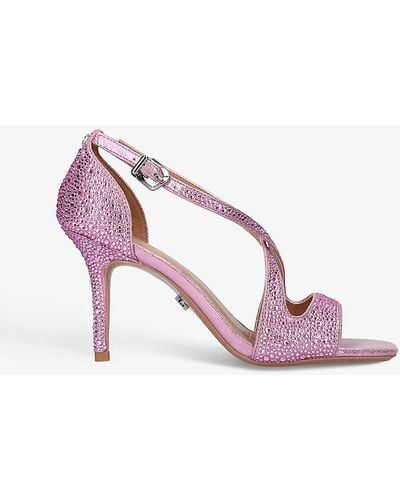 Carvela Kurt Geiger Symmetry Jewel-embellished Satin Heeled Sandals - Pink