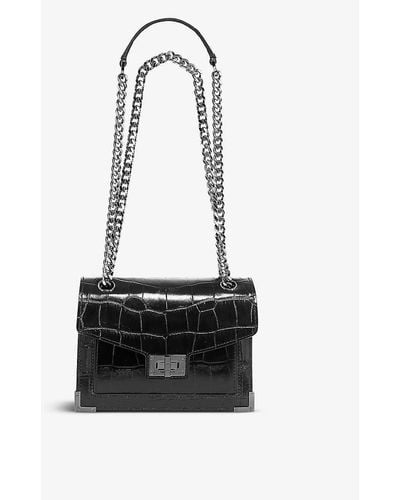 The Kooples Emily Croc-embossed Leather Cross-body Bag - White