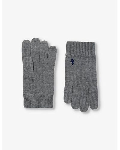 Polo Ralph Lauren Brand-embroidered Wool Gloves - Grey