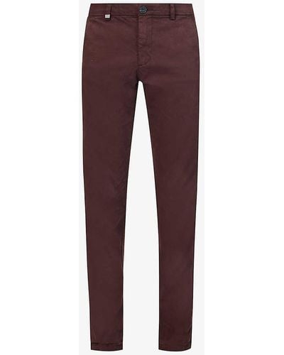 IKKS Belt-loop Brand-plaque Straight-leg Regular-fit Stretch-cotton Trousers - Purple
