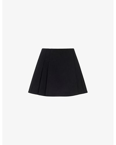 Whistles Pleated Cotton Mini Skirt - Black