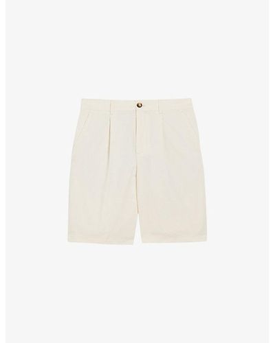 Ted Baker Fulhum Front-pleat Regular-fit Cotton Shorts - White