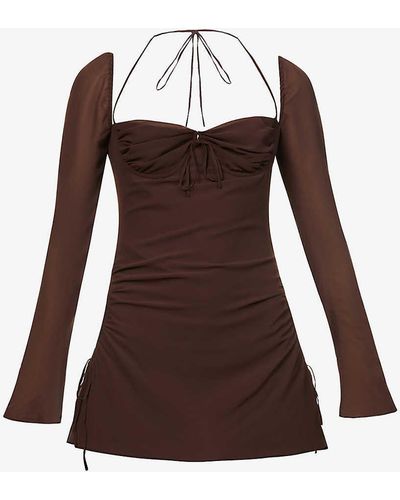 House Of Cb Baby Cut-out Crepe Mini Dress - Brown