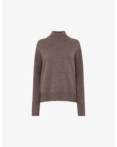 Whistles Roll-neck Patch-pocket Wool Sweater - Brown