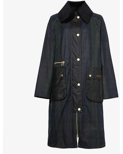 Barbour Pattern-embellished Waxed-cotton Jacket - Black