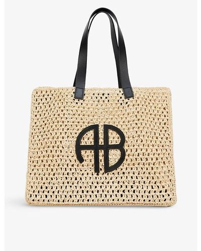 Anine Bing Tural Rio Logo-embossed Woven Straw Tote Bag - Natural