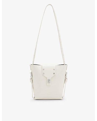 AllSaints Miro Branded-hardware Leather Cross-body Bag - White