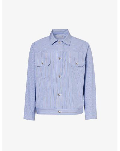 Sacai X Thomas Mason Striped Cotton Overshirt - Blue