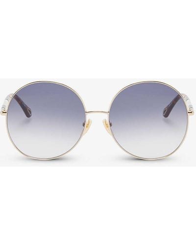 Chloé Ch0112s Round-frame Metal Sunglasses - Blue