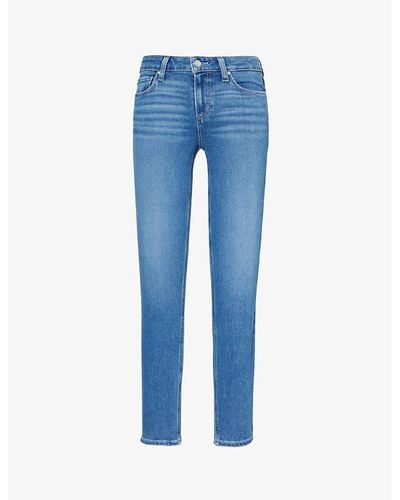 PAIGE Verdugo Raw-hem Skinny-leg Mid-rise Denim-blend Jeans - Blue