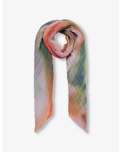 Pleats Please Issey Miyake And Spinach Abstract-pattern Knitted Scarf - Multicolor