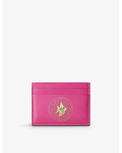 Cartier Characters Leather Card Holder - Pink